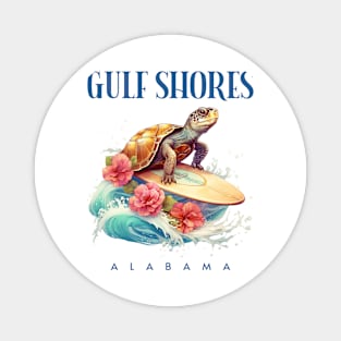 Gulf Shores Alabama Smiling Surfing Turtle Souvenir Magnet